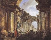 ROBERT, Hubert Imaginary View of the Grande Galerie in the Louvre in Ruins France oil painting artist